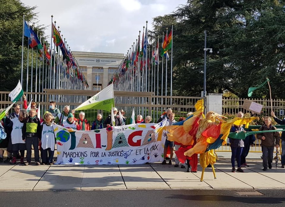 Arrivée des marcheurs de Jai Jagat Lyon Genève 2020