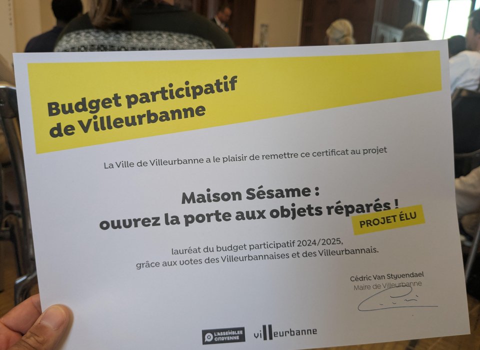 Repair Café Maison Sésame lauréat budget participatif Villeurbanne juillet 2026 Repair Café Maison Sésame lauréat budget participatif Villeurbanne juillet 2025